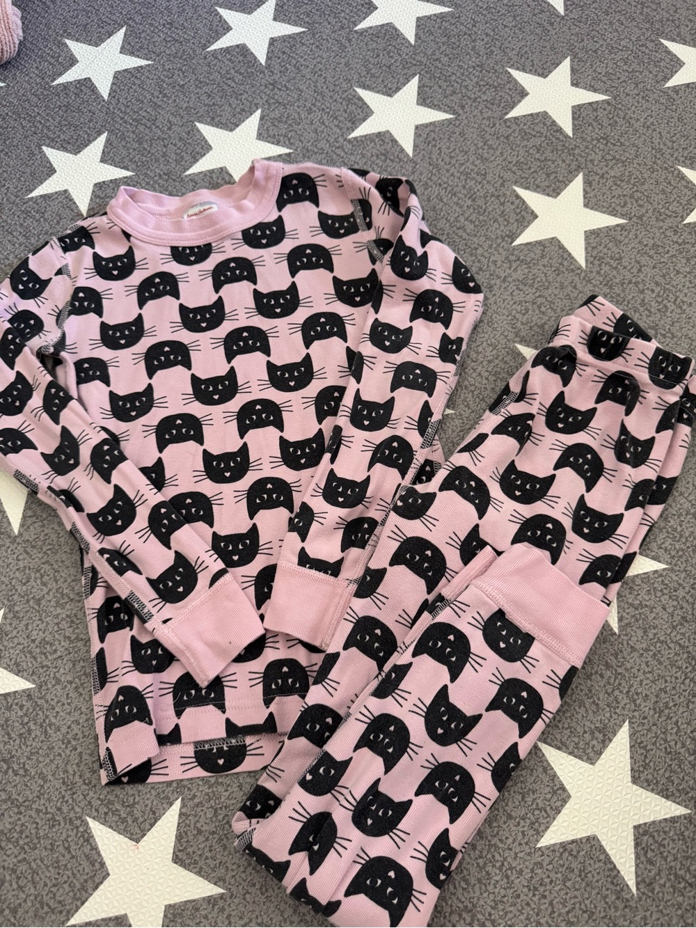 Hanna Andersson Pink Cat-Print Kids Pajama Set